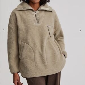 Varley Daniel Fleece Sweatshirt Half Quarter Zip Faux Sherpa Teddy Tunic Size M